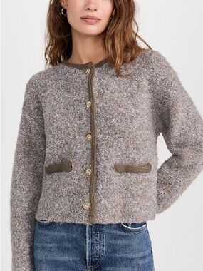 Line & Dot Bouclé Mayfair Button-Front Cardigan